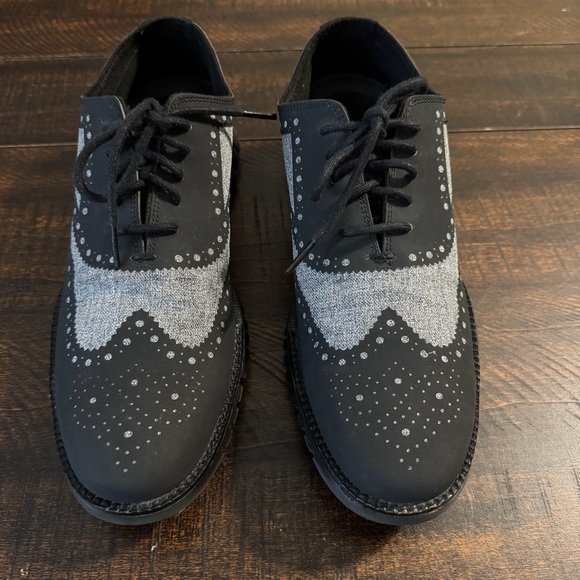 Cole Haan ZEROGRAND Wingtip Oxford Black Silver Reflective Stitch Mens 9.5 M - Picture 3 of 7